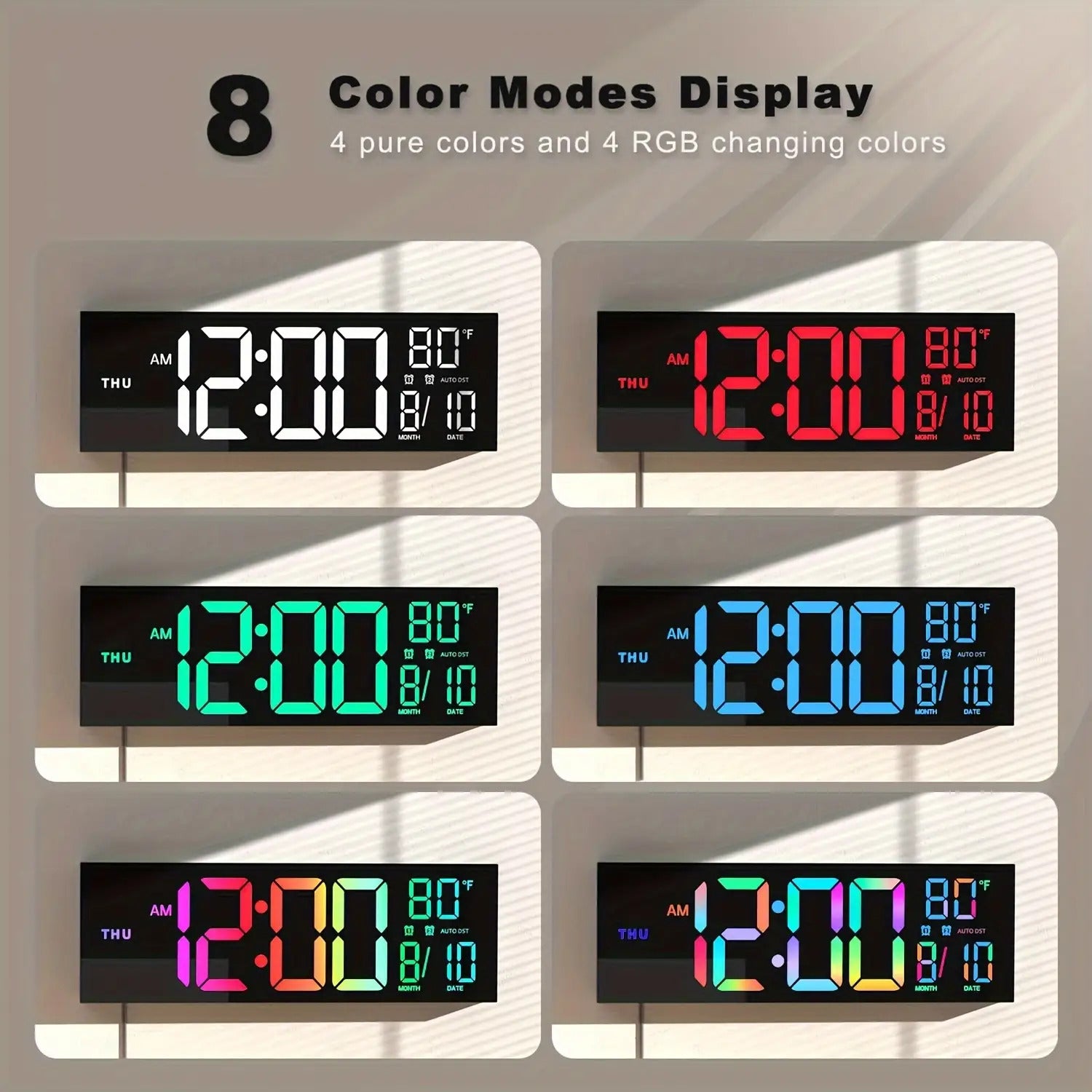 16.2 inch large digital wall clock with bright LED display showing time and date