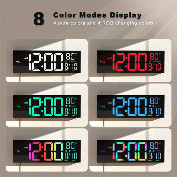 16.2 inch large digital wall clock with bright LED display showing time and date
