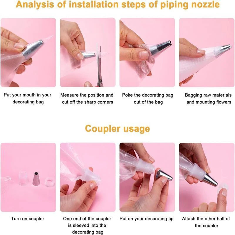 24/48-Piece Professional Stainless Steel Icing Nozzles Set - Cake Decorating Tools for DIY & Bakery