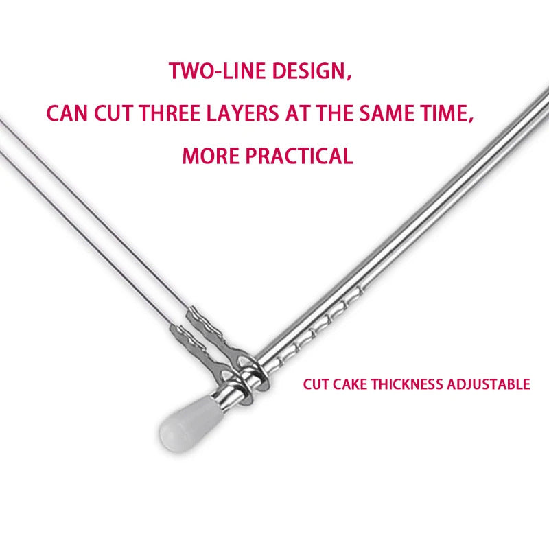 1/2-Piece Professional Adjustable Height Cake Slicer - Stainless Steel Layer Cutter for DIY Bakers