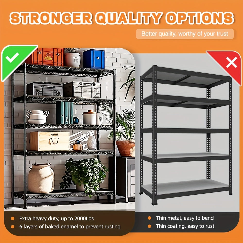 2000 lbs Heavy-Duty Steel Storage Shelving Unit – Multi-Tier Utility Wire Rack for Home, Kitchen, Office & Garage