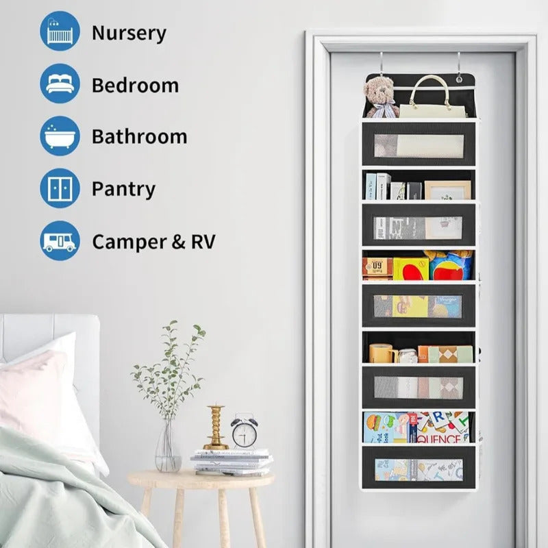 5-Shelf Hanging Door Organizer - Anti-Tilt Behind Door Storage with Large Capacity Pockets