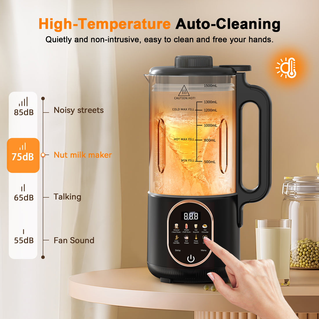 50oz Nut Milk Maker 10 in 1 Automatic Plant Based Almond Milk Maker with Delay Start Boil Water Keep Warm Auto Clean