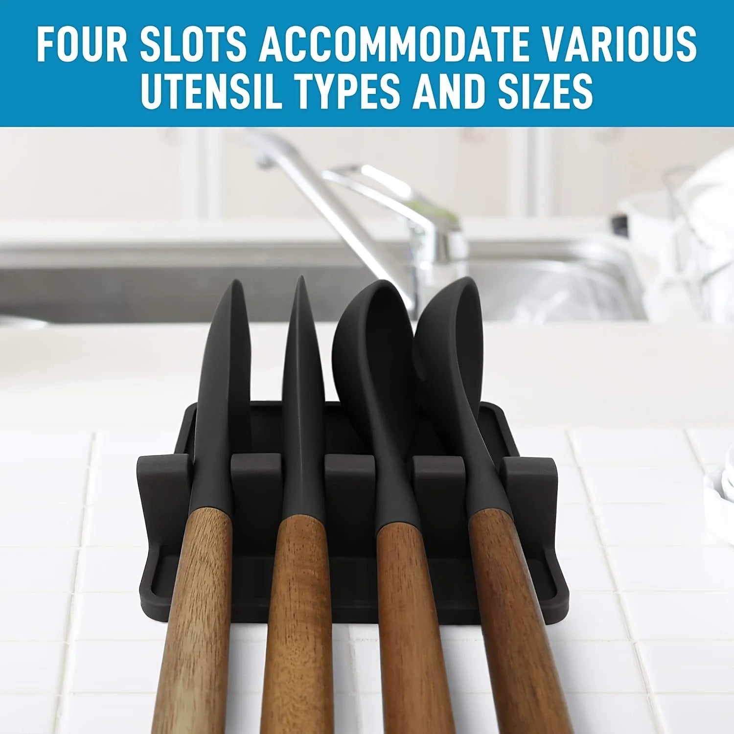 Non-Slip Silicone Tableware Drying Rack - Multifunctional Utensil Organizer for Forks, Spatulas & More
