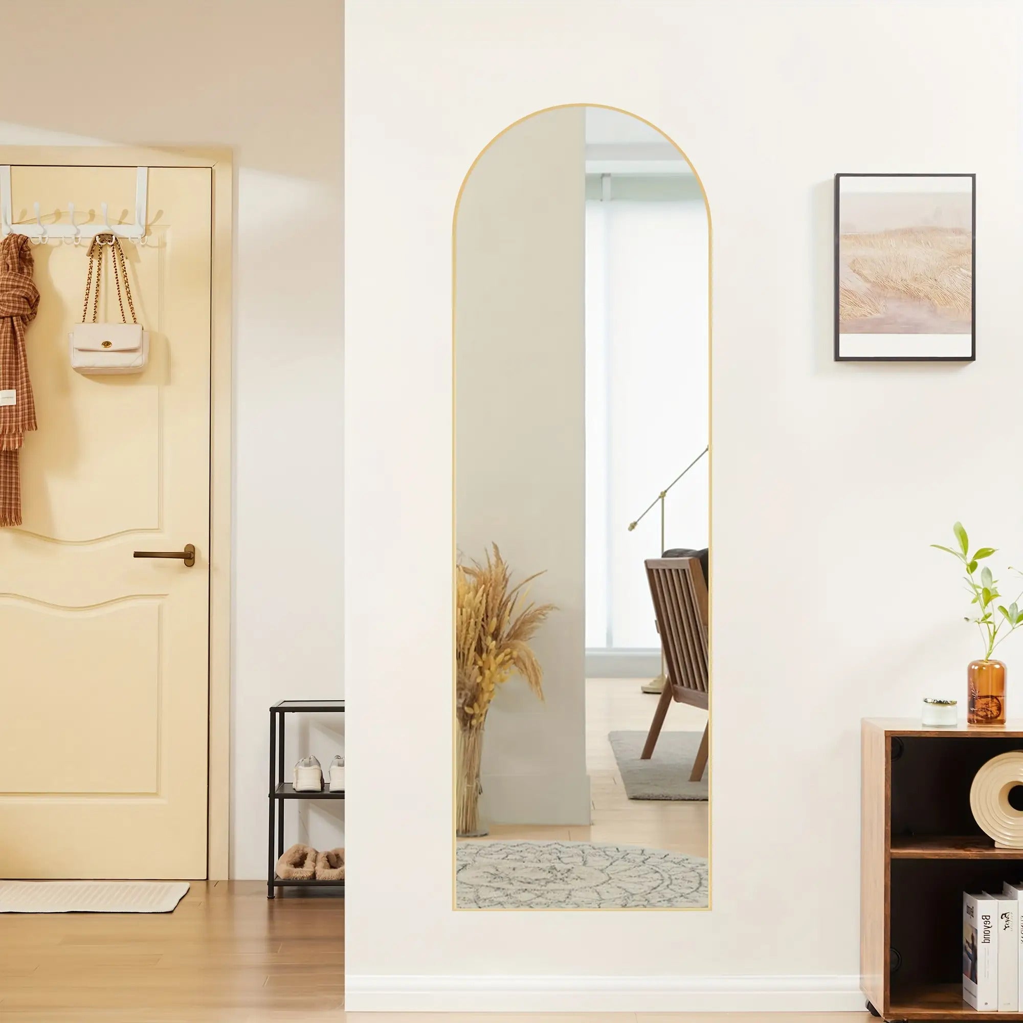 59" x 16" Arched Full Body Floor Mirror with Stand - Aluminum Alloy Frame, Shatter-Resistant Nano Glass - Perfect for Bedroom, Dressing Room & Office Decor