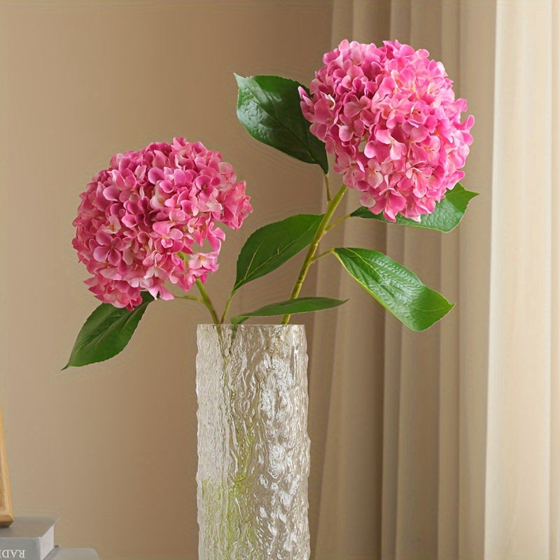 Artificial Hydrangea Bouquet - 3pcs Realistic Silk Flowers with Green Stems