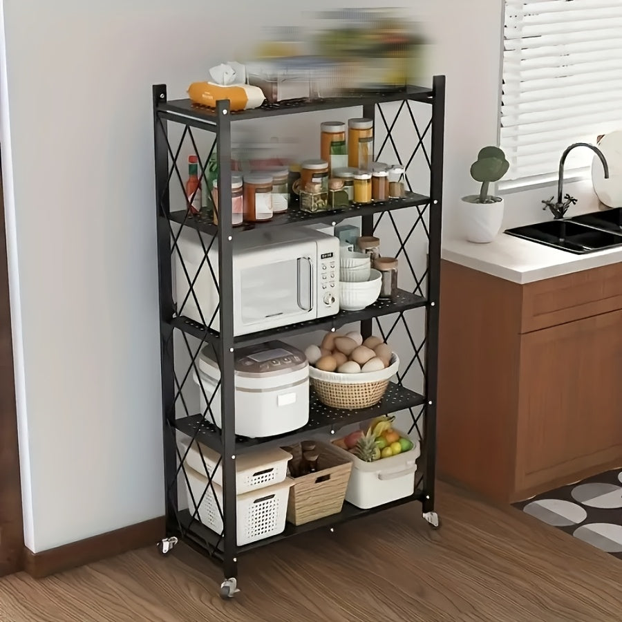 Rolling Metal Storage Rack - 3/4/5 Tier Adjustable Shelving