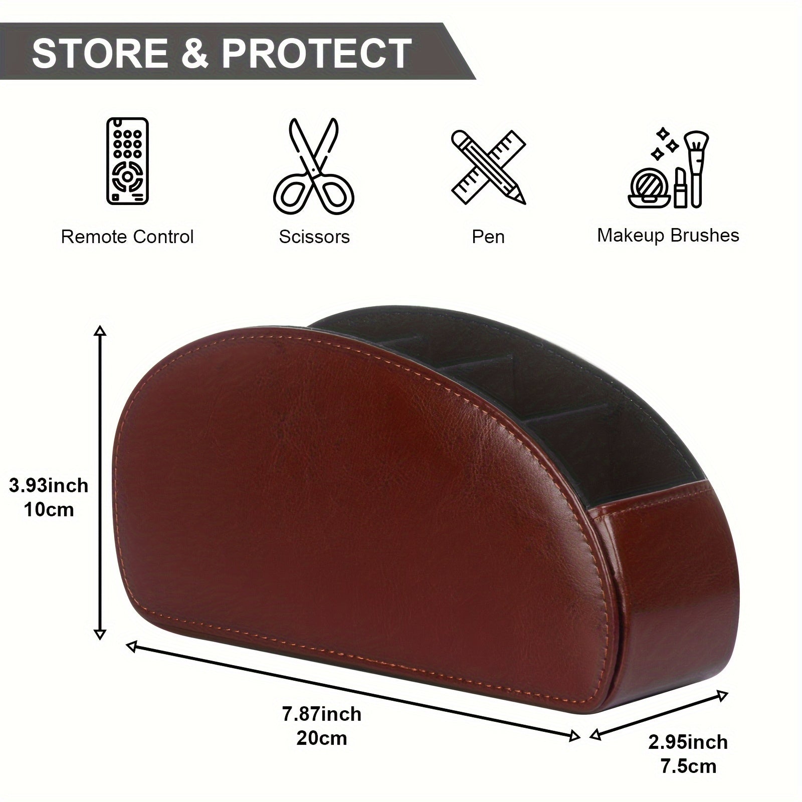 Multicolor Leather Remote Holder - 5 Compartment TV Organizer