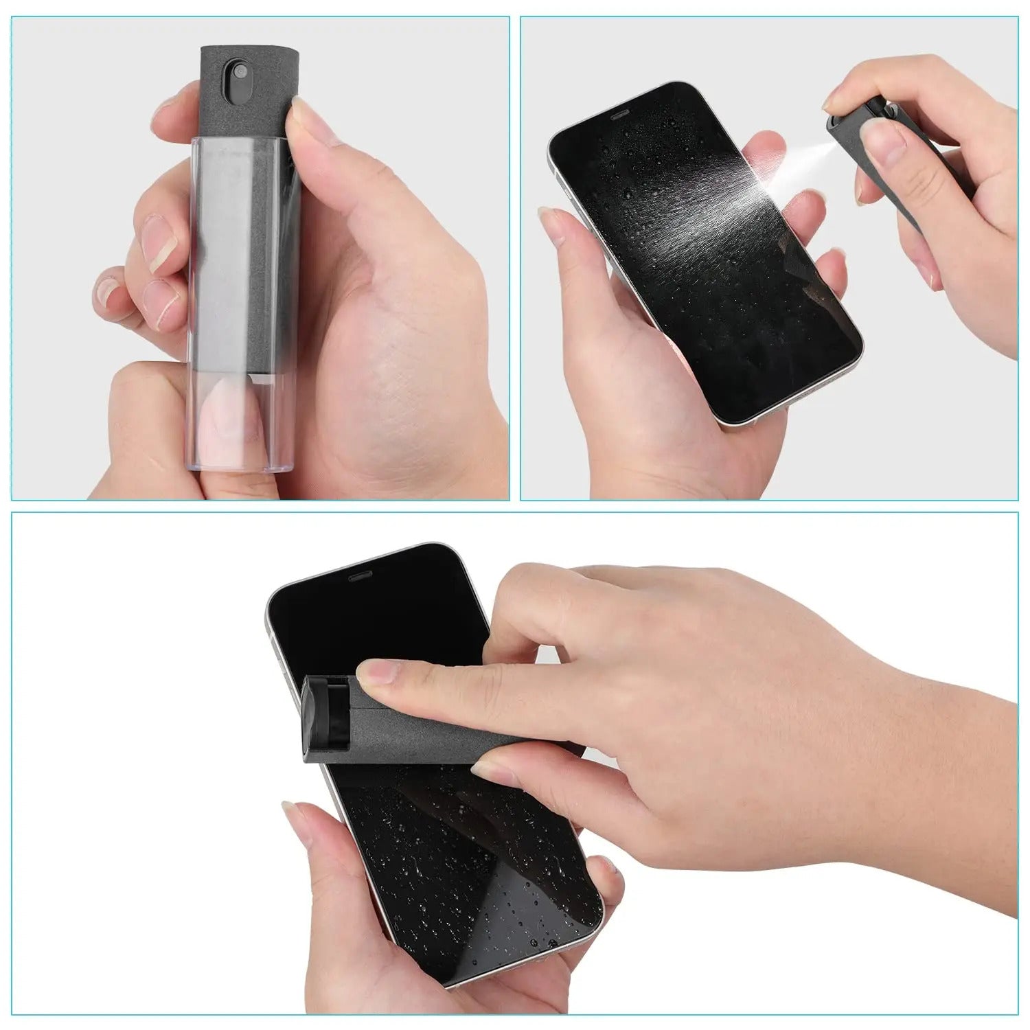 2-in-1 Microfiber Screen Cleaner Set - Spray Bottle & Cloth for Phone, iPad, Computer & Glasses