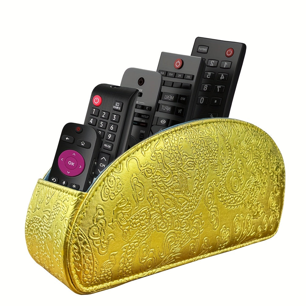 Multicolor Leather Remote Holder - 5 Compartment TV Organizer