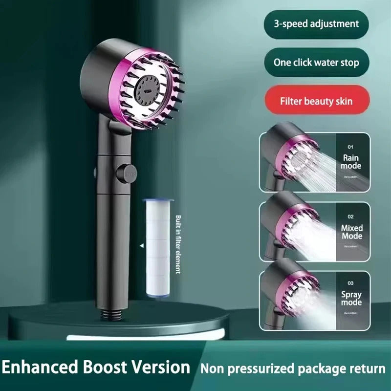 3-Mode High Pressure Filtered Shower Head - Rainfall, Massage & Mist Settings with Chlorine Filter
