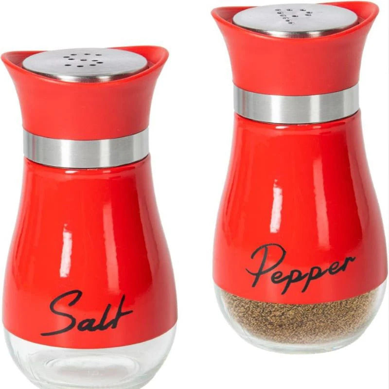Premium 2-Piece Stainless Steel & Glass Seasoning Bottle Set - Barbecue-Ready Salt, Pepper & Spice Containers