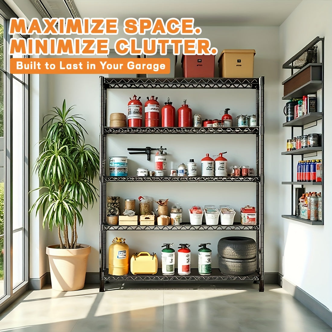 2000 lbs Heavy-Duty Steel Storage Shelving Unit – Multi-Tier Utility Wire Rack for Home, Kitchen, Office & Garage