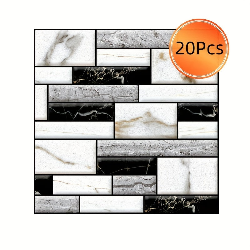Self-Adhesive 3D Tile Wall Stickers - Waterproof PVC Peel & Stick Wallpaper for Kitchen Backsplash, Bathroom & Cupboard Makeover