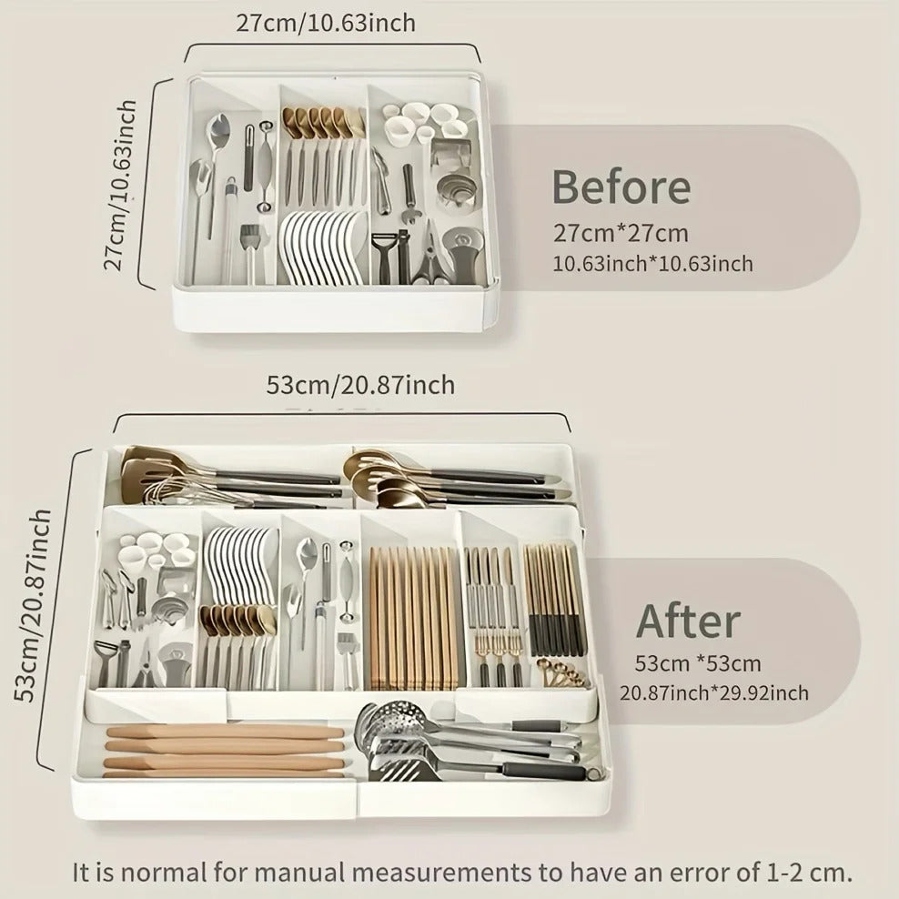 Versatile Adjustable Organizer Set - Multi-Space Storage Solution for Desk, Kitchen, Coffee Bar & Office