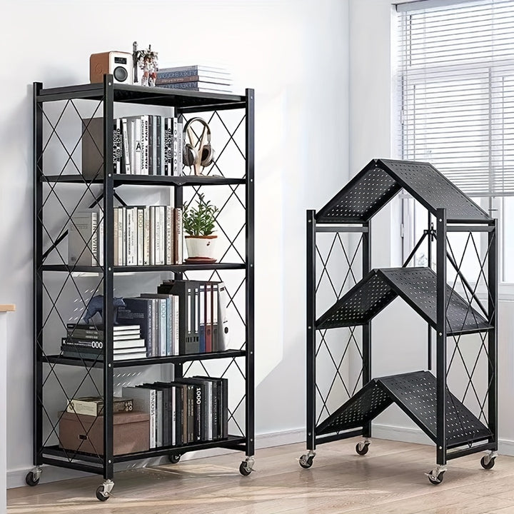 Rolling metal storage rack with wheels - 5 tier adjustable shelving unit