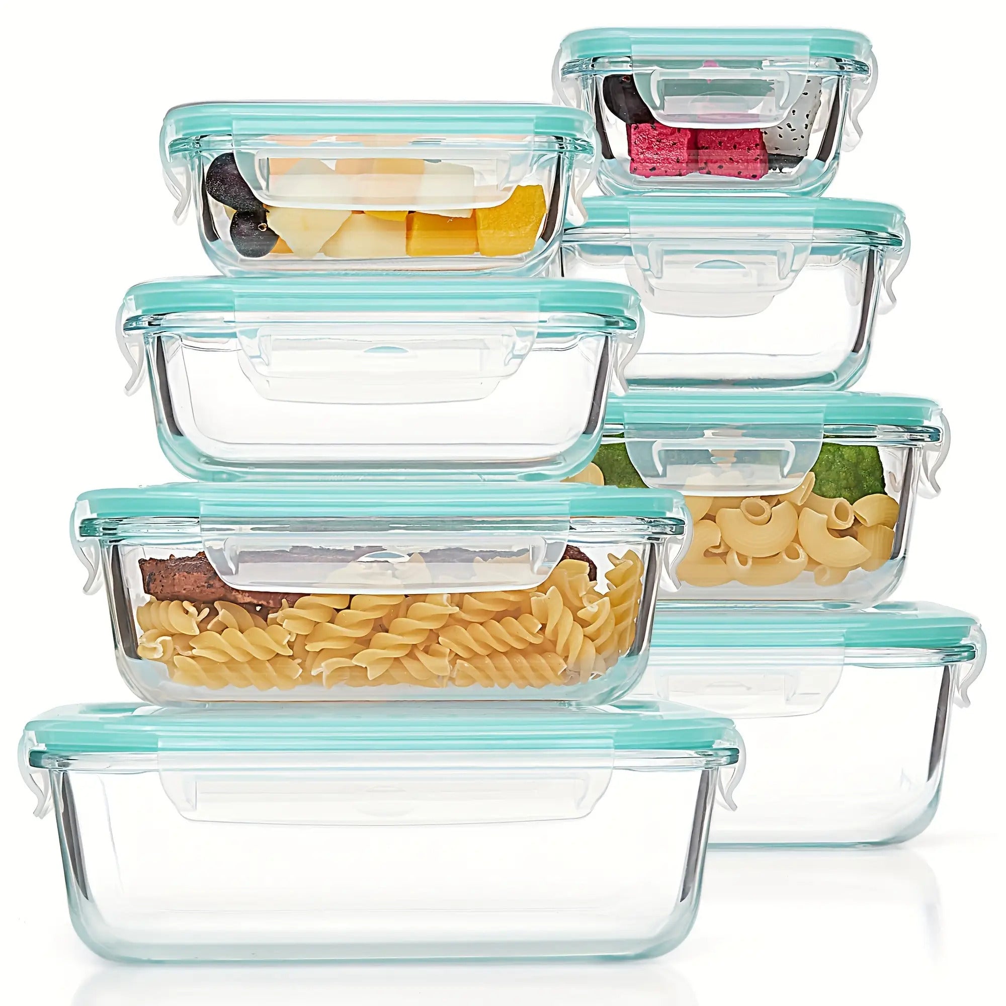 8-Pack Premium Glass Food Storage Containers with Airtight Lids – Leak-Proof, Microwave, Oven, Freezer & Dishwasher Safe – BPA-Free, Stain-Resistant, Easy to Clean – Ideal for Meal Prep & Bento Lunch