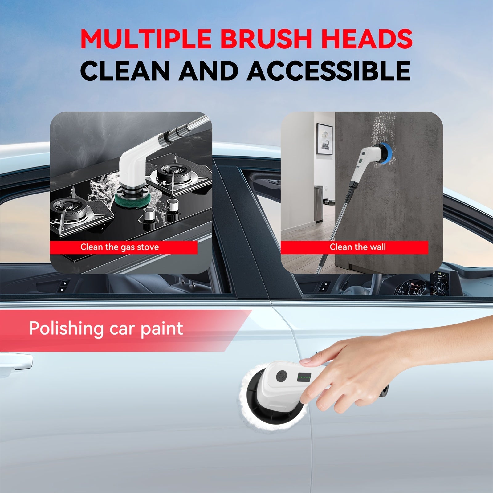 7-in-1 Electric Cleaning Brush with Telescopic Handle - Multifunctional Power Scrubber for Kitchen, Bathroom & Floor Cleaning 2025