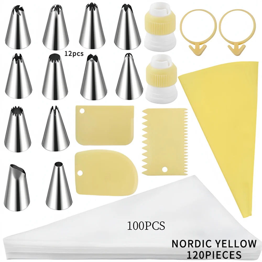 Professional Silicone Piping Bags & Stainless Steel Tips Set - Reusable Cake Decorating Kit