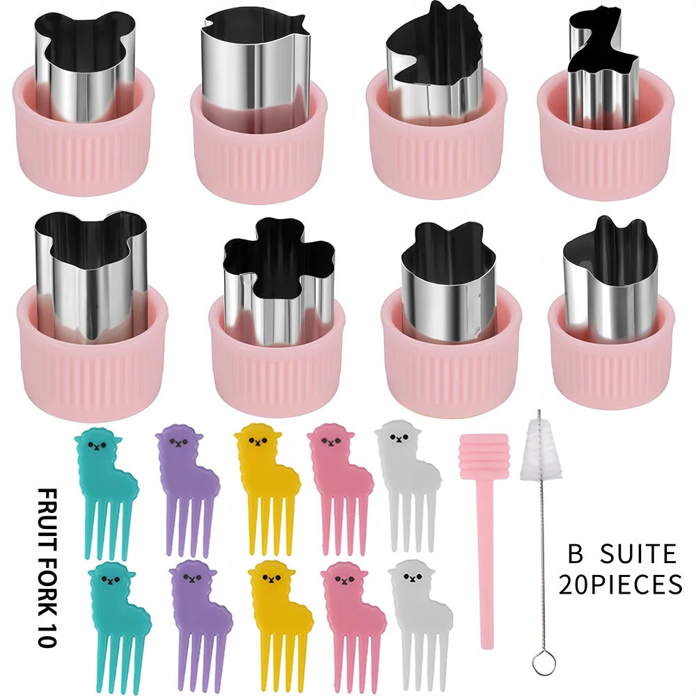 20PCS Stainless Steel Fruit & Vegetable Cutter Set - Star/Heart Cookie Embossing Molds