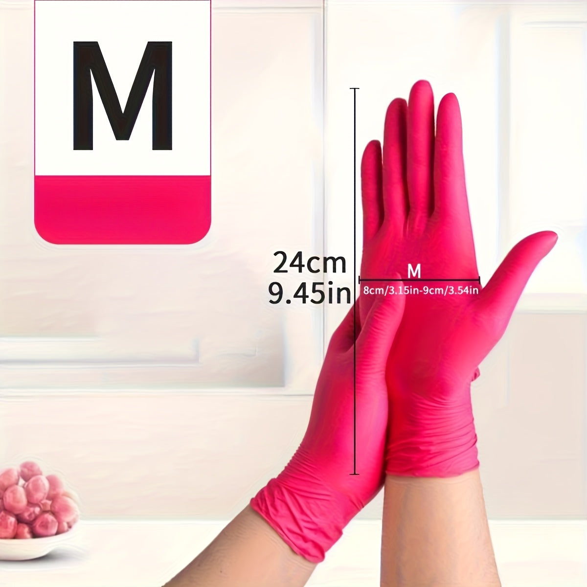 Premium Deep Pink Nitrile Disposable Gloves - Waterproof Kitchen & Cleaning Gloves for Home, Pet Care & Hair Styling