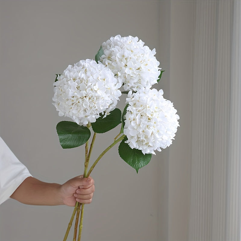 Artificial Hydrangea Bouquet - 3pcs Realistic Silk Flowers with Green Stems