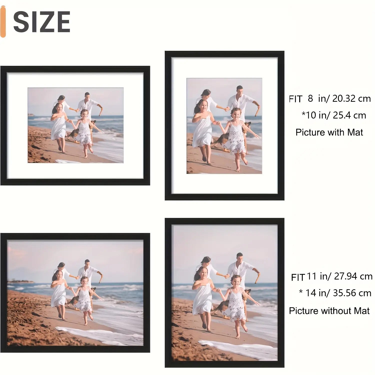 10-Pack Black Picture Frames 11x14 Set - Multi Photo Frame Collage for Wall Gallery Display - Fits 8x10 with Mat or 11x14 Without Mat