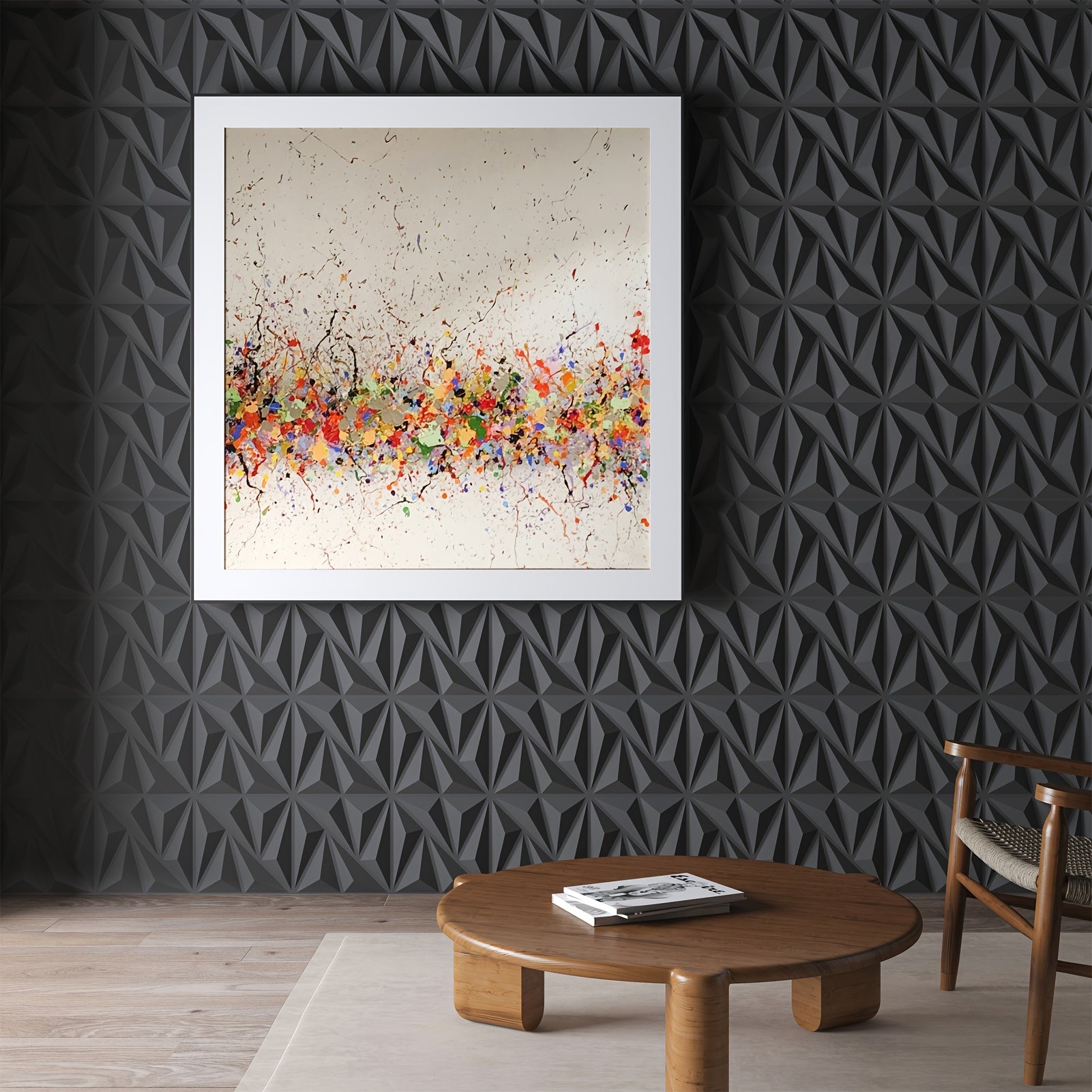 3D Textured PVC Wall Panels - Modern Geometric Black & White Square Tiles (20/50pcs)