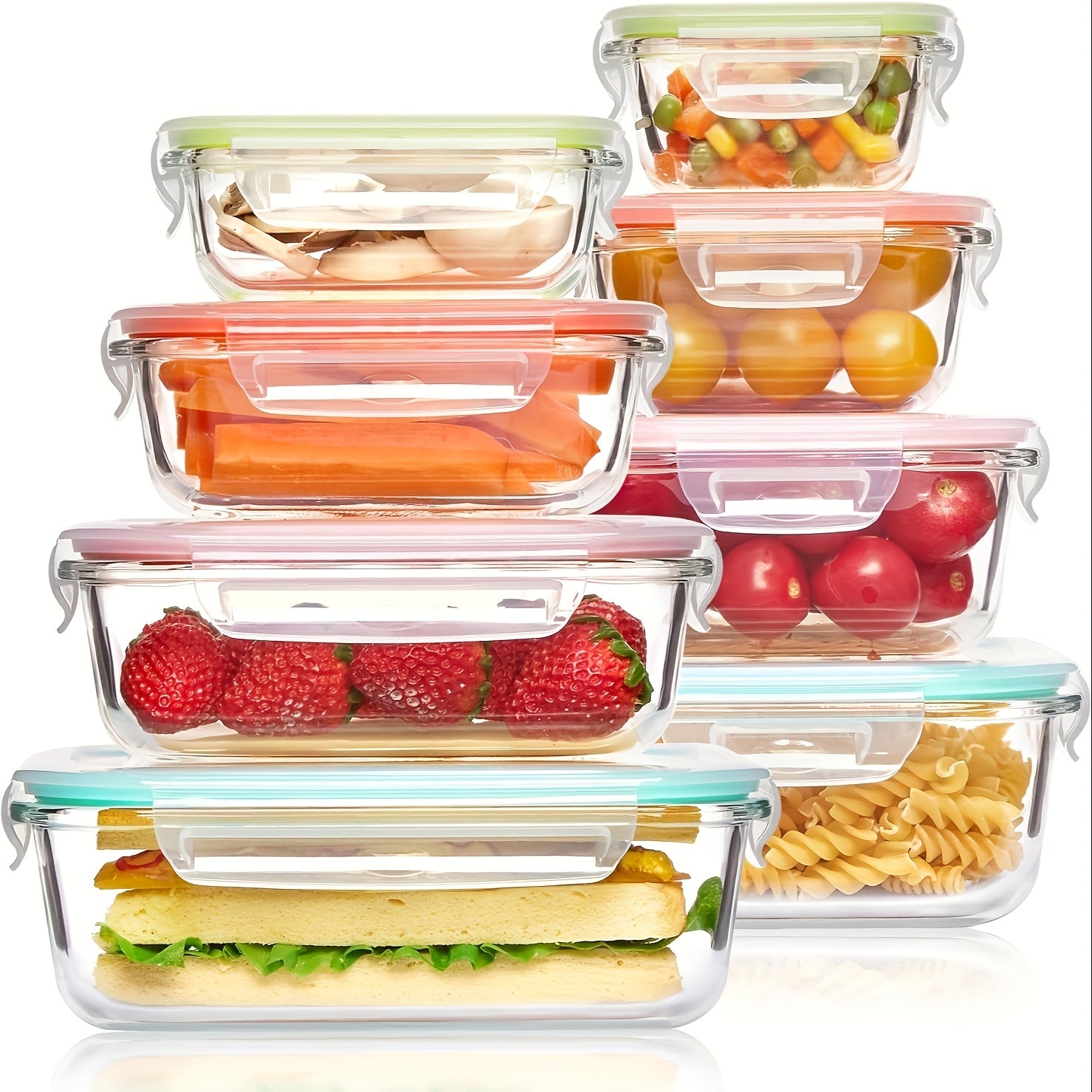 8-Pack Premium Glass Food Storage Containers with Airtight Lids – Leak-Proof, Microwave, Oven, Freezer & Dishwasher Safe – BPA-Free, Stain-Resistant, Easy to Clean – Ideal for Meal Prep & Bento Lunch