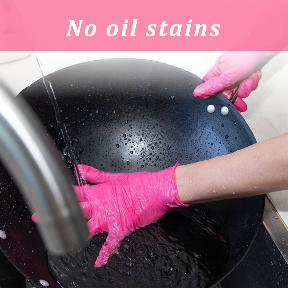 Premium Deep Pink Nitrile Disposable Gloves - Waterproof Kitchen & Cleaning Gloves for Home, Pet Care & Hair Styling
