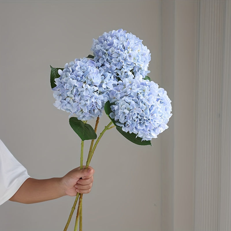 Artificial Hydrangea Bouquet - 3pcs Realistic Silk Flowers with Green Stems