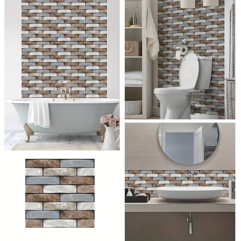 Self-Adhesive 3D Tile Wall Stickers - Waterproof PVC Peel & Stick Wallpaper for Kitchen Backsplash, Bathroom & Cupboard Makeover