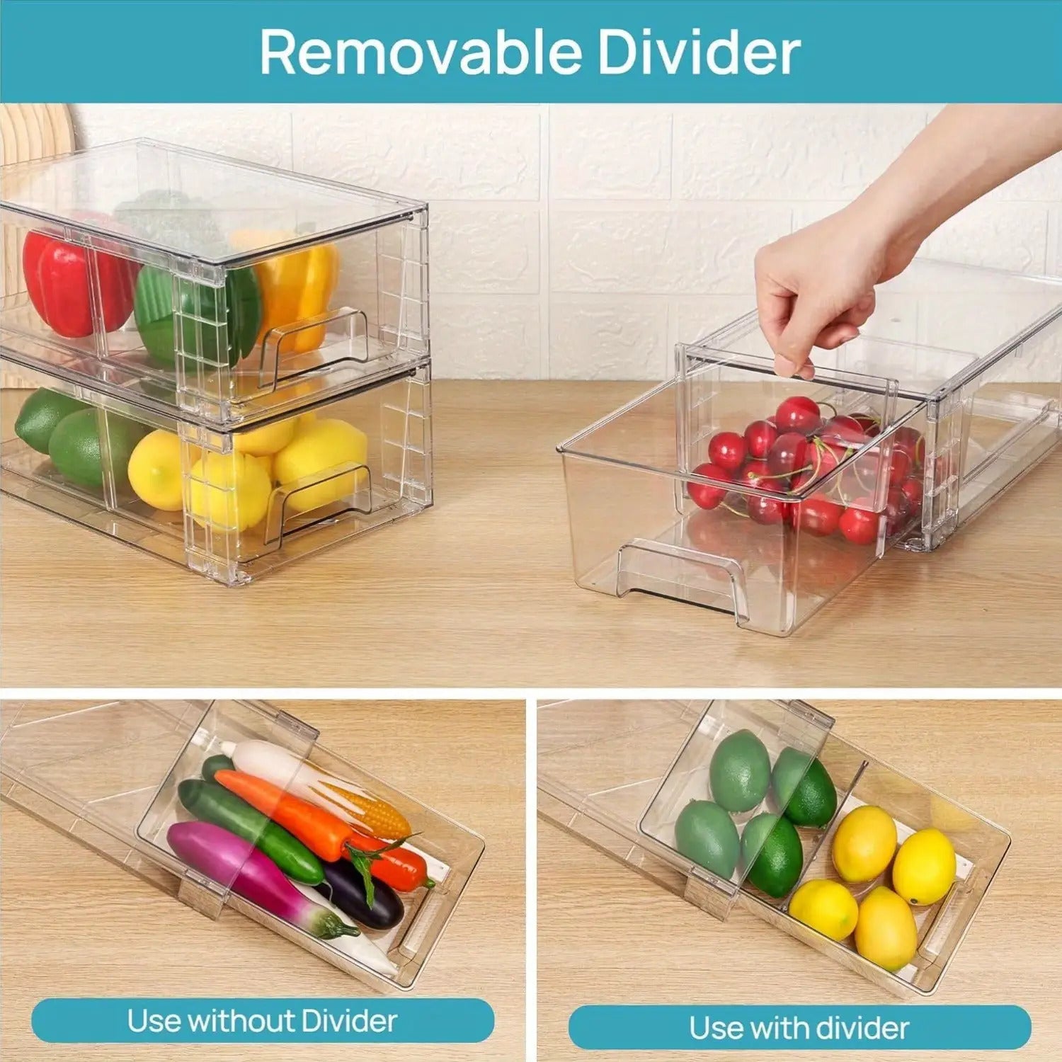Clear Acrylic Food Storage Drawers with Handles - Stackable Refrigerator & Pantry Organizer Bins (4/6/8/10/12 Pack Options)
