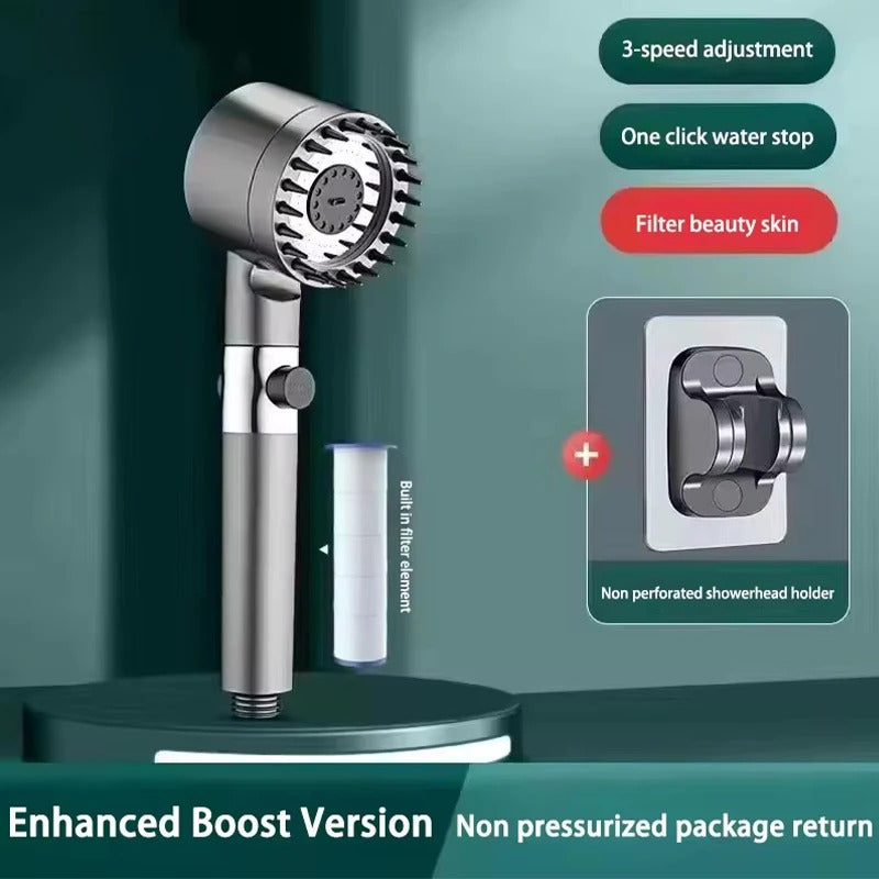 3-Mode High Pressure Filtered Shower Head - Rainfall, Massage & Mist Settings with Chlorine Filter