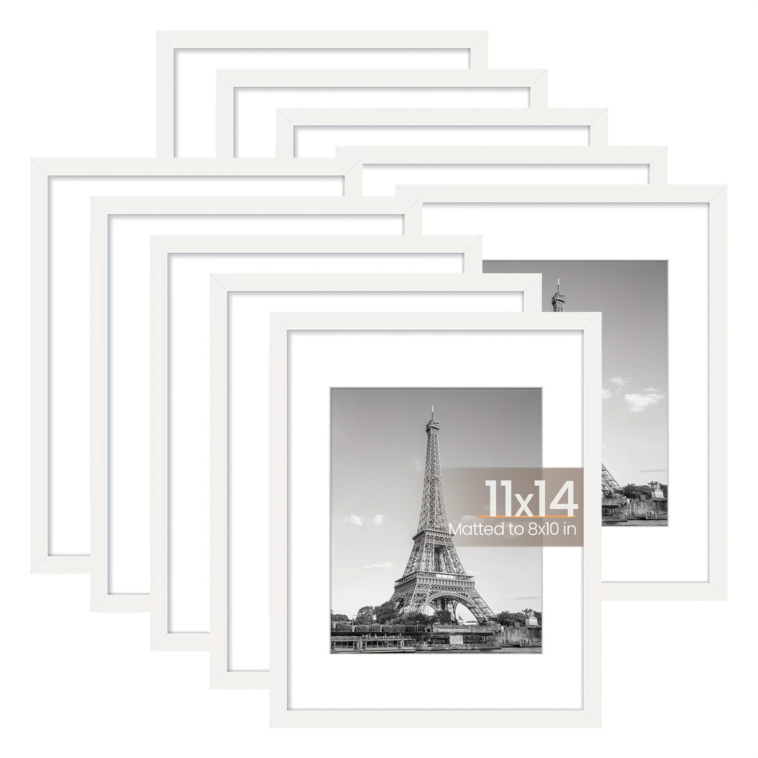 10-pack black picture frame set 11x14 arranged in gallery wall display