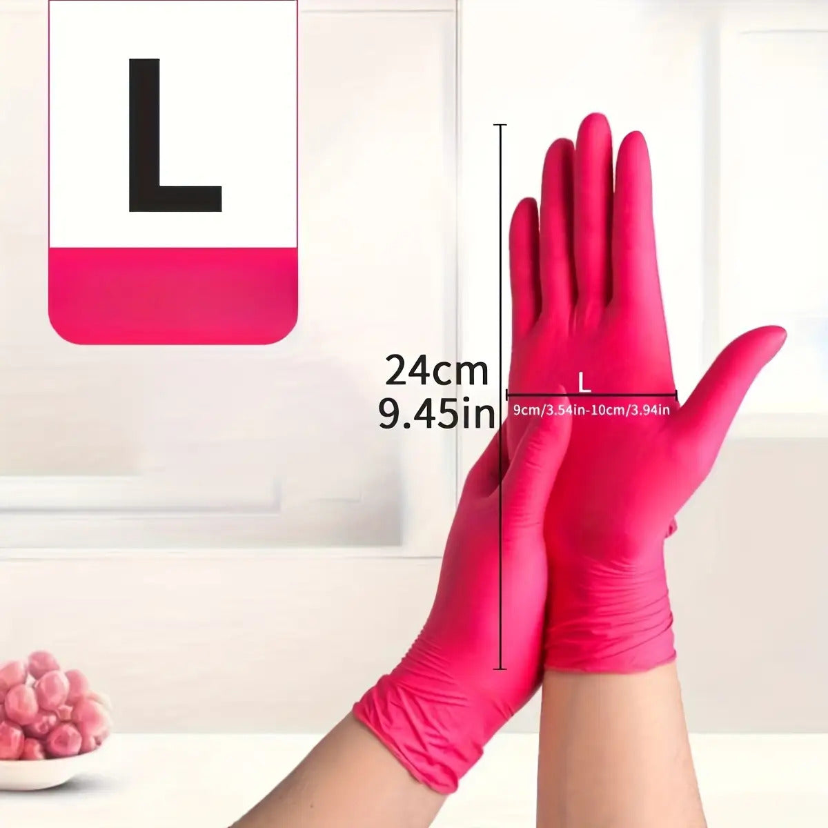 Premium Deep Pink Nitrile Disposable Gloves - Waterproof Kitchen & Cleaning Gloves for Home, Pet Care & Hair Styling