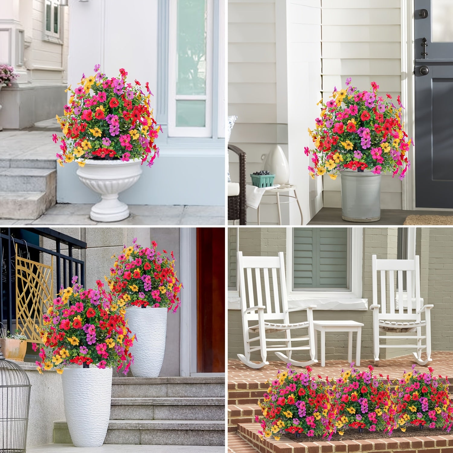 1/2pcs Artificial Daisy & Eucalyptus Plug-In Flowers with Ground Spikes – UV-Resistant Outdoor/Indoor Floral Decor