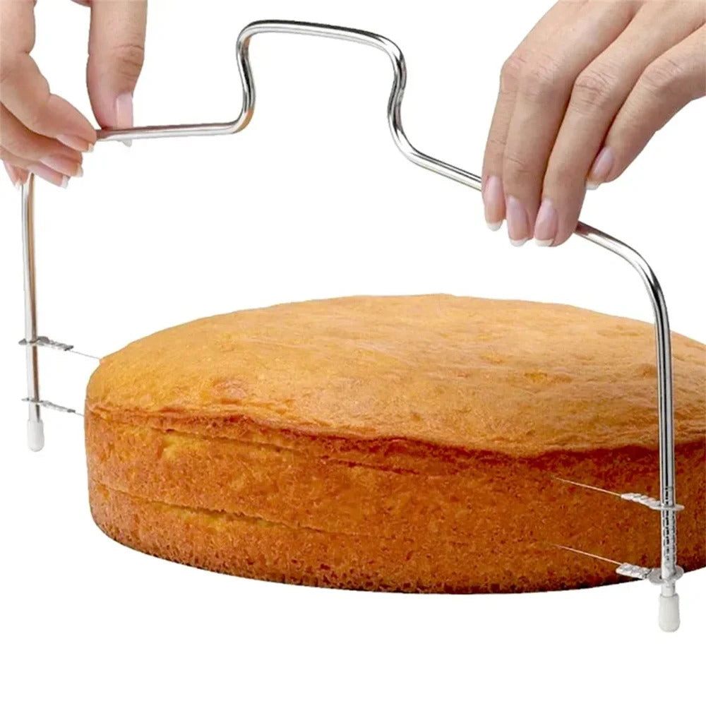 1/2-Piece Professional Adjustable Height Cake Slicer - Stainless Steel Layer Cutter for DIY Bakers