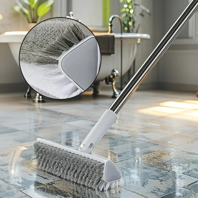 52.3" Extendable Stainless Steel Scrubbing Brush – 180° Rotating Dual-Sided Bristles for Pool, Deck, Patio, Bathroom & Kitchen Cleaning