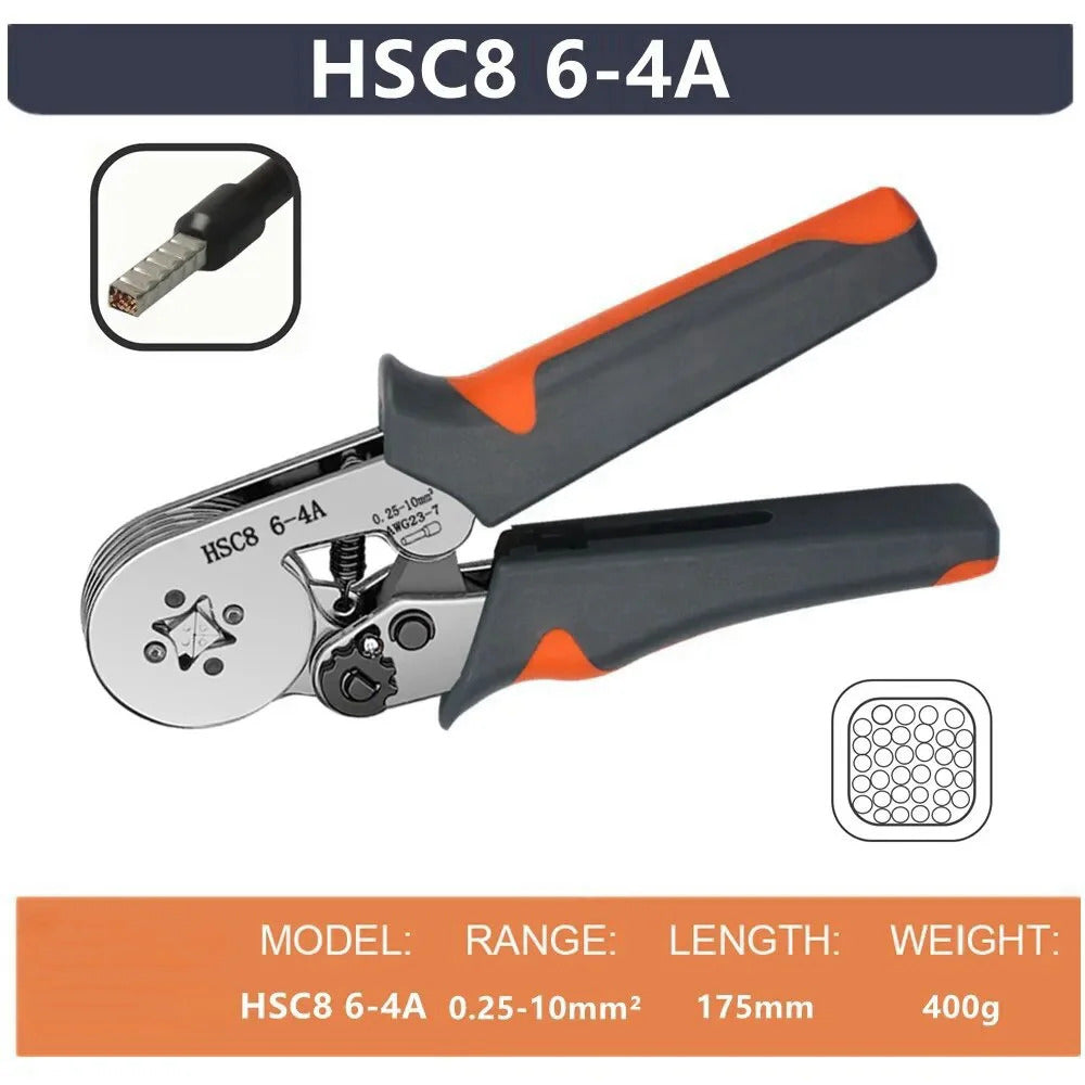HSC8 Professional Ferrule Crimping Pliers - 0.25-10mm² Wire Terminal Tool with CE Certification