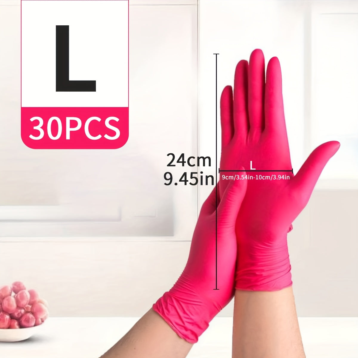Premium Deep Pink Nitrile Disposable Gloves - Waterproof Kitchen & Cleaning Gloves for Home, Pet Care & Hair Styling
