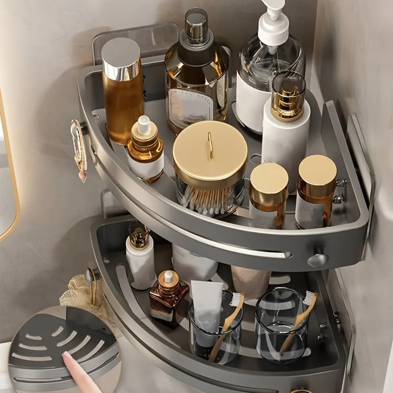 Black corner shower caddy 2-pack with adhesive wall mount, no drilling required
