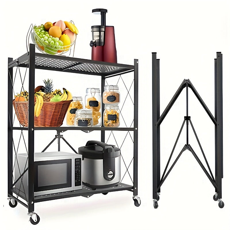 Rolling Metal Storage Rack - 3/4/5 Tier Adjustable Shelving