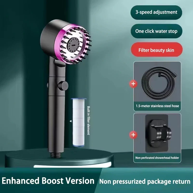 3-Mode High Pressure Filtered Shower Head - Rainfall, Massage & Mist Settings with Chlorine Filter