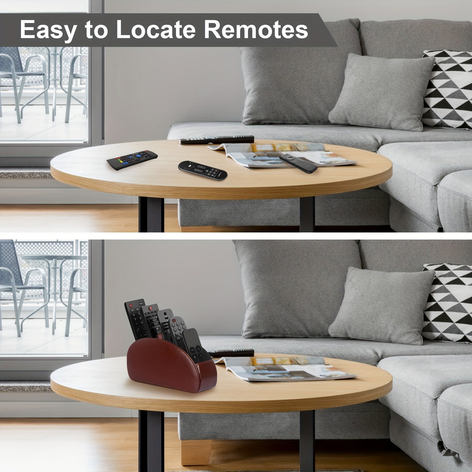 Multicolor Leather Remote Holder - 5 Compartment TV Organizer