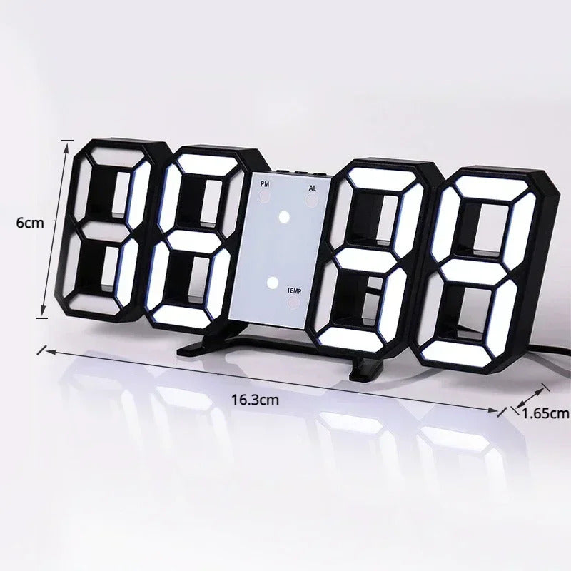 3D LED Digital Wall Clock - Modern Smart Display Clock with Temperature & Multiple Alarms
