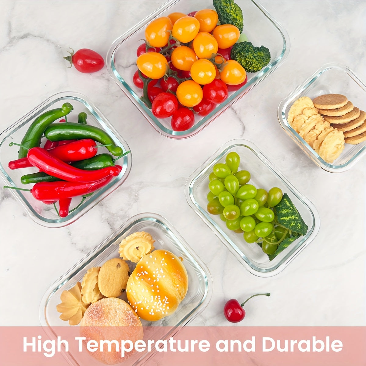 8-Pack Premium Glass Food Storage Containers with Airtight Lids – Leak-Proof, Microwave, Oven, Freezer & Dishwasher Safe – BPA-Free, Stain-Resistant, Easy to Clean – Ideal for Meal Prep & Bento Lunch