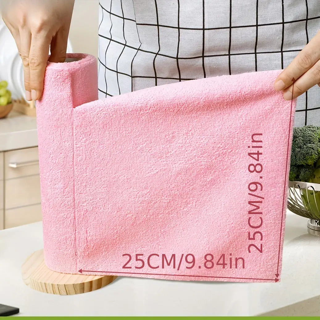 30pcs Reusable Microfiber Cleaning Cloth Roll – Absorbent, Lint-Free, Multipurpose Kitchen & Home Towels