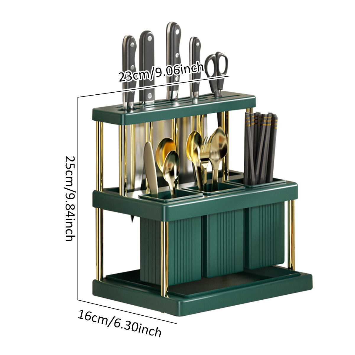 New PP Space-Saving Kitchen Knife Holder - Multi-Function Cutter & Cutlery Drainer Rack for Organized Storage