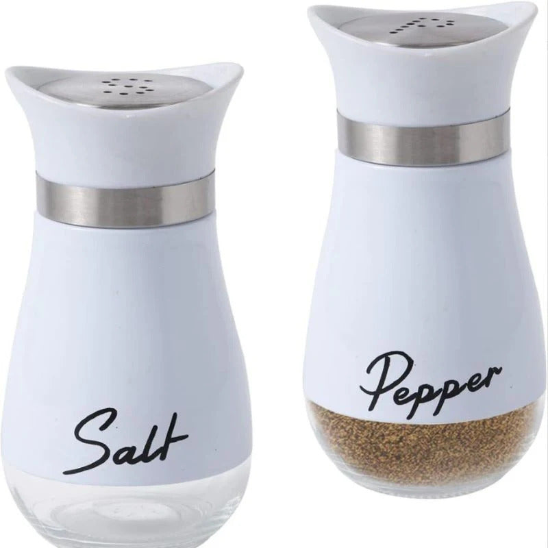 Premium 2-Piece Stainless Steel & Glass Seasoning Bottle Set - Barbecue-Ready Salt, Pepper & Spice Containers